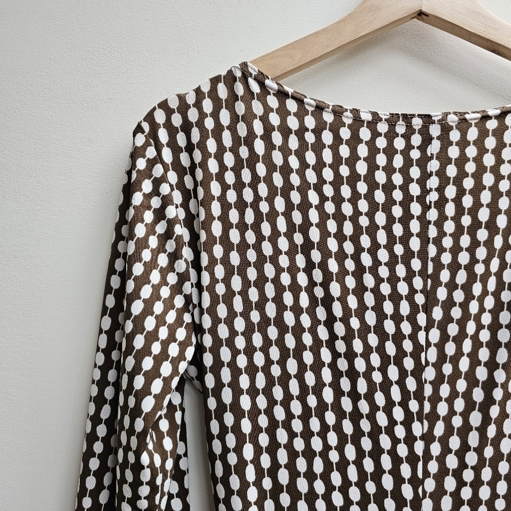 Cartise Dress Fit and Flare Fitted Brown and White Polkadot Dress, Size Medium - Picture 8 of 11